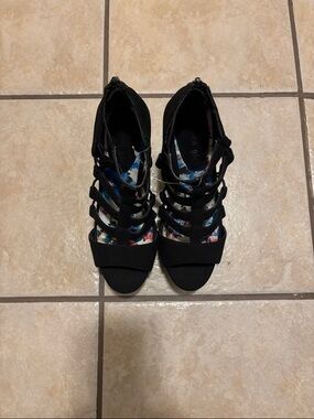 Madden Girl Black Strappy Open-Toe Heels